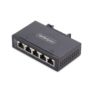 StarTech.com Switch Ethernet Industrial de 5 Puertos no Gestionado IP30 - Ethernet 100/1000 - Montaje en Pared o Carril DIN - IP30 - -40C-75C - 9~60VDC - TAA