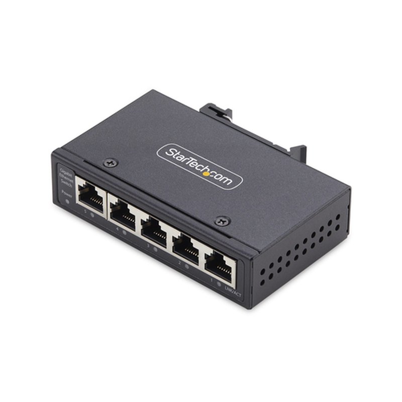 StarTech.com Switch Ethernet Industrial de 5 Puertos no Gestionado IP30 - Ethernet 100/1000 - Montaje en Pared o Carril DIN - IP30 - -40C-75C - 9~60VDC - TAA