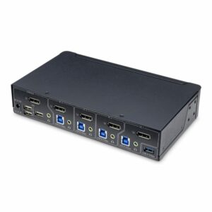 StarTech.com Switch KVM de 4 Puertos DisplayPort para Un Monitor - 4K 60Hz - Hub Ladrón de 6 Puertos USB - TAA - DisplayPort 1.2 - Independiente del Sistema - TAA