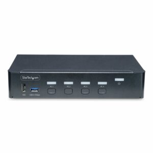 StarTech.com Switch KVM de 4 Puertos DisplayPort para Un Monitor - 4K 60Hz - Hub Ladrón de 6 Puertos USB - TAA - DisplayPort 1.2 - Independiente del Sistema - TAA