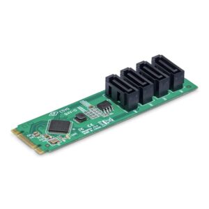 StarTech.com Tarjeta Adaptador de 4 Puertos M.2 a SATA para HDD/SSD - Chipset ASM1064 - Tarjeta de Expansión para Windows/MacOS/Linux