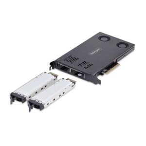 StarTech.com Tarjeta Rack Móvil de 2 Bahías para SSD NVMe M.2 a PCIe x8 - Requiere Bifurcación - Bahías de Intercambio en Caliente - Instalación sin Herramientas StarTech.com Tarjeta Rack Móvil de 2 Bahías para SSD NVMe M.2 a PCIe x8 - Requiere Bifurcación - Bahías de Intercambio en Caliente - Instalación sin Herramientas