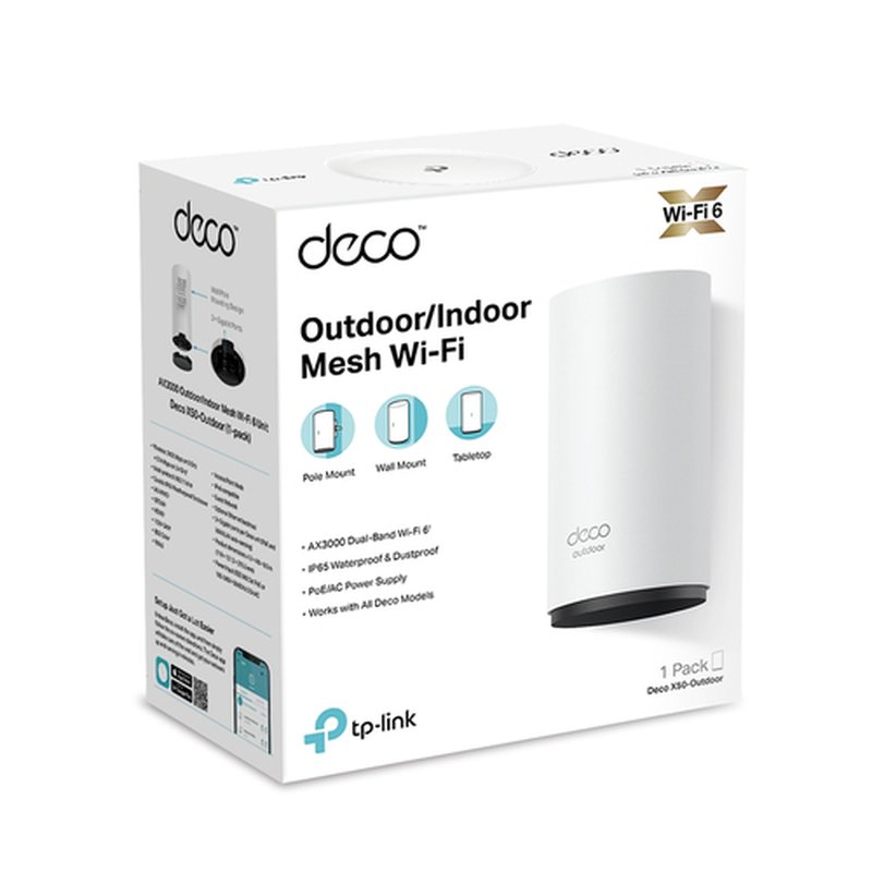 TP-Link Deco X50-Outdoor Doble banda (2,4 GHz / 5 GHz) Wi-Fi 6 (802.11ax) Blanco 1 Interno - Imagen 3