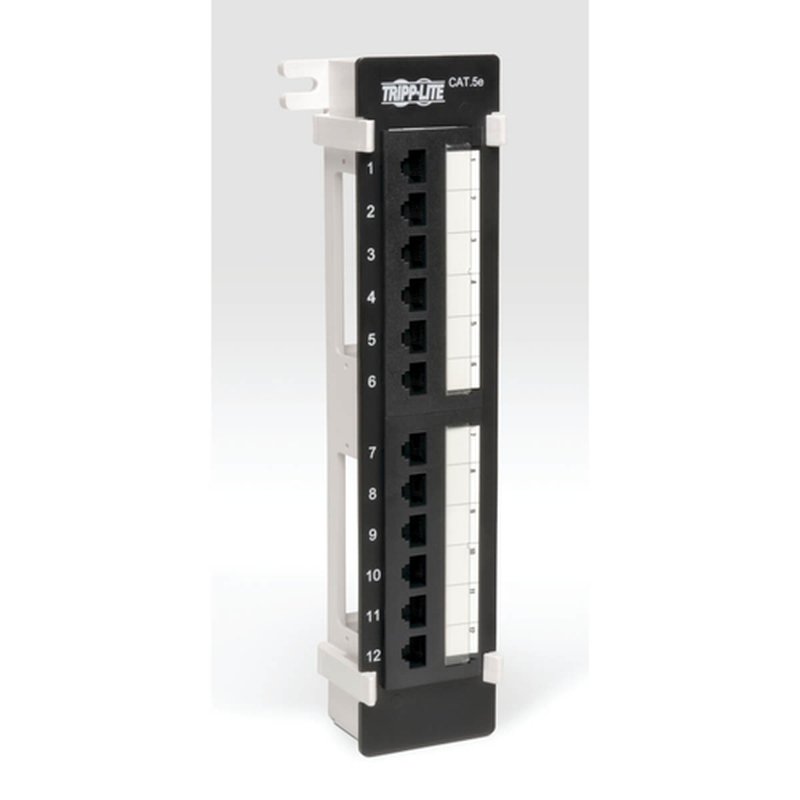 Tripp Lite N050-012 Panel de Conexiones Cat5e de 12 Puertos, para Instalación en Pared, 568B, Ethernet RJ45