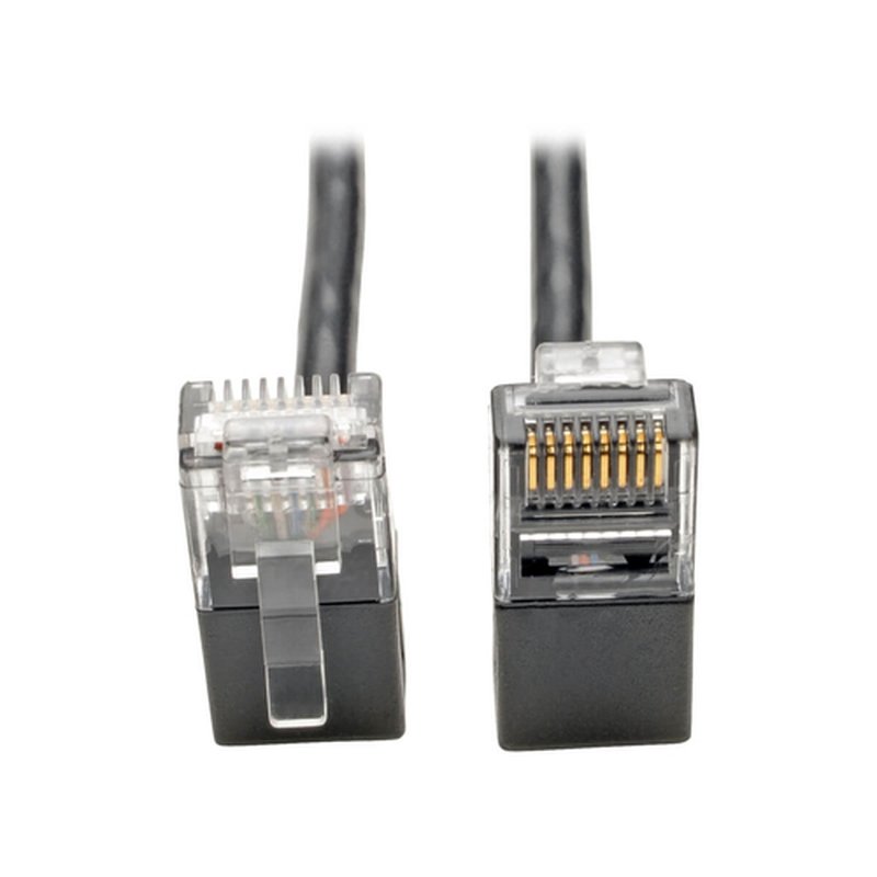 Tripp Lite N201-SR2-BK Cable Ethernet (UTP) Patch Delgado Moldeado Snagless Cat6 Gigabit (RJ45 M/M) en Ángulo Recto, Negro, de 61 cm [2 pies]