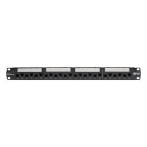 Tripp Lite N252-024-6A Panel de Conexiones de 24 Puertos Cat6a / Cat6 / Cat5e de 1U para Instalación en Rack con Barra para Administración de Cable, Herramienta de Compresión 110, RJ45
