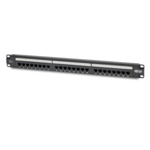 Tripp Lite N252-P24 Panel de Conexiones Cat6 de 24 Puertos – Cumple con PoE+, 110 / Krone, 568A/B, RJ45 Ethernet, Instalación en 1U de Rack