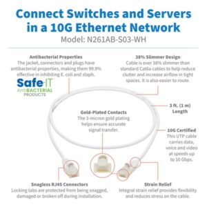 Alternative view of Tripp Lite N261AB-S03-WH Cable Ethernet UTP Delgado Antibacteriano Snagless Certificado Cat6a 10G (RJ45 M/M), Blanco, 91 cm [3 pies]