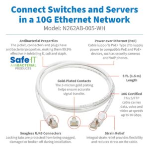 Alternative view of Tripp Lite N262AB-005-WH Cable Ethernet S/FTP Antibacteriano Snagless Certificado Cat6a 10G (RJ45 M/M), PoE, Blanco, 1.52 m [5 pies]