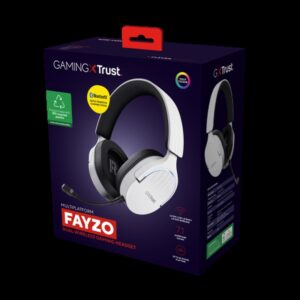 Trust GXT 491W FAYZO Auriculares Inalámbrico y alámbrico Diadema Juego USB Tipo C Bluetooth Negro, Blanco