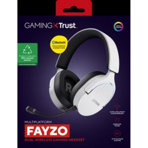 Trust GXT 491W FAYZO Auriculares Inalámbrico y alámbrico Diadema Juego USB Tipo C Bluetooth Negro, Blanco