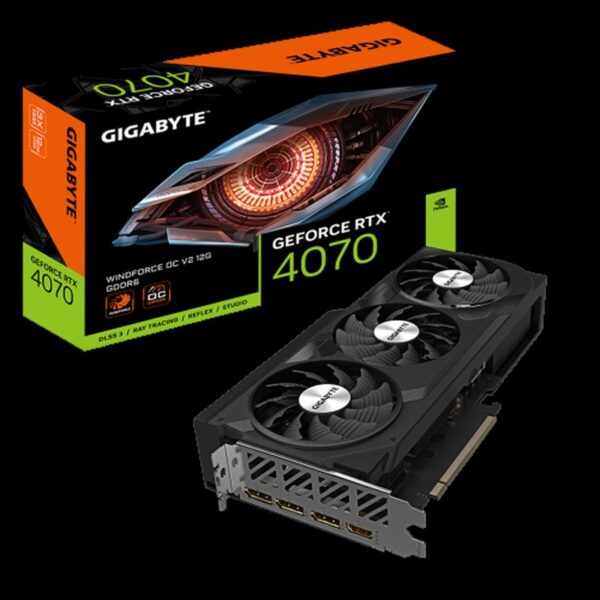 VGA GIGABYTE GV-N4070WF3OCV2-12GD,NV,RTX4070,GDDR6X,12GB,192BIT,HDMI+3DP,WINDFORCE 3X (3 VENTILADORES)