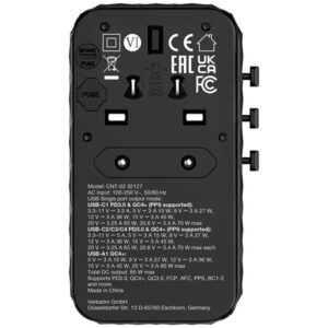 Verbatim CNT-02 Universal Negro Corriente alterna Carga rápida Interior