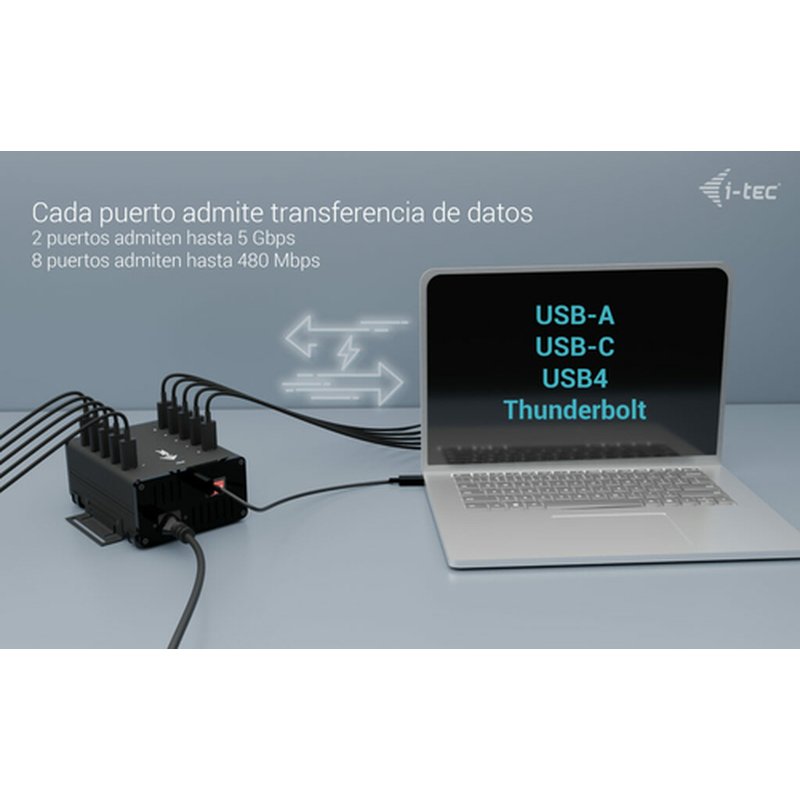 i-tec USB-C/USB-A Metal Charging + data HUB, 15W per port, 10x USB-C i-tec USB-C/USB-A Metal Charging + data HUB, 15W per port, 10x USB-C - Imagen 4
