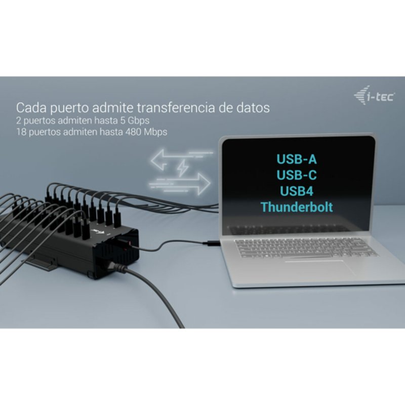 i-tec USB-C/USB-A Metal Charging + data HUB, 15W per port, 20x USB-C - Imagen 4