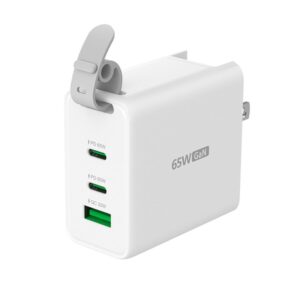 j5create Cargador de viaje de 3 puertos GaN de 65 W con enchufes intercambiables CA y cable USB-C