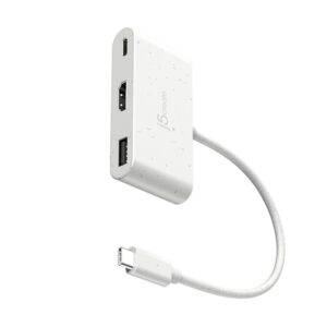 j5create JCA379EW-N USB-C® ecológico a HDMI™ y USB™ de Tipo A con suministro de energía