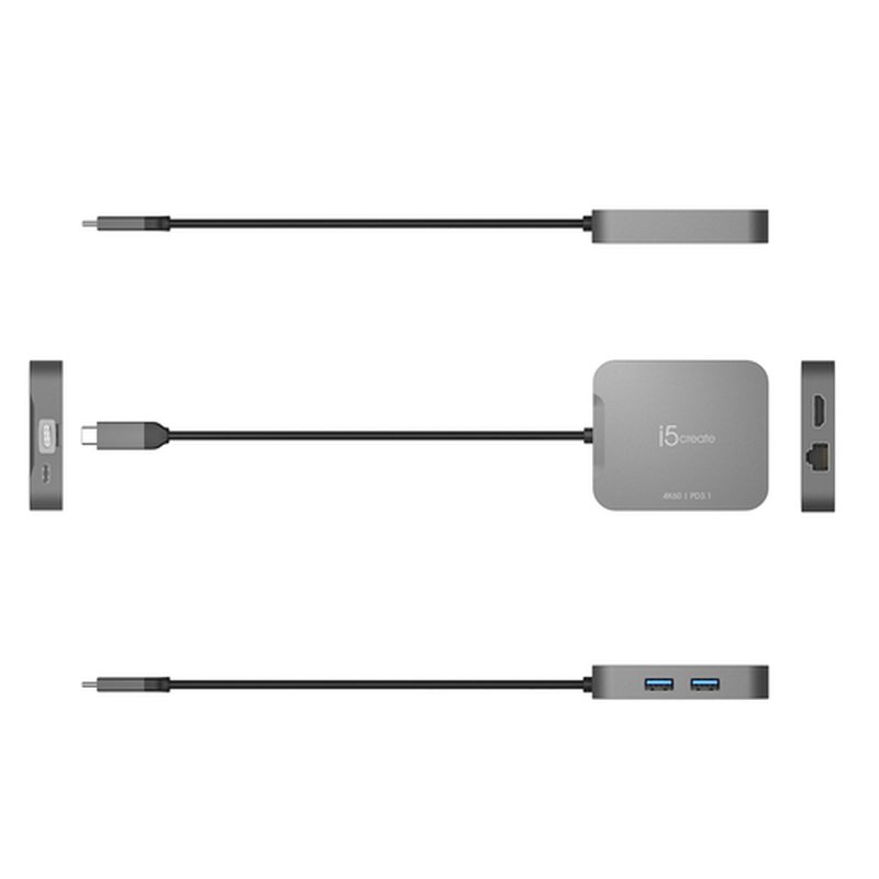 j5create JCD3191-N base para portátil y replicador de puertos Alámbrico USB 3.2 Gen 2 (3.1 Gen 2) Type-C Gris - Imagen 3