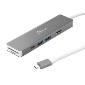j5create JCD390-N base para portátil y replicador de puertos Alámbrico USB 3.2 Gen 2 (3.1 Gen 2) Type-C Plata, Blanco