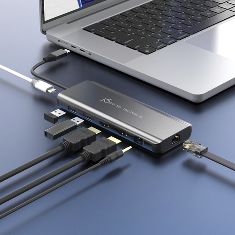 j5create JCD398-N base para portátil y replicador de puertos Alámbrico USB 3.2 Gen 2 (3.1 Gen 2) Type-C Gris - Imagen 4