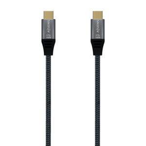 AISENS Cable USB 2.0 Aluminio 5A 100W E-Mark, USB-C/M-USB-C/M, Gris, 2.0M