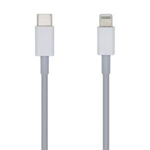 AISENS Cable USB 2.0 USB-С A Lightning PD 2A, Lightning/M-USB-С/M, Blanco, 1.0m