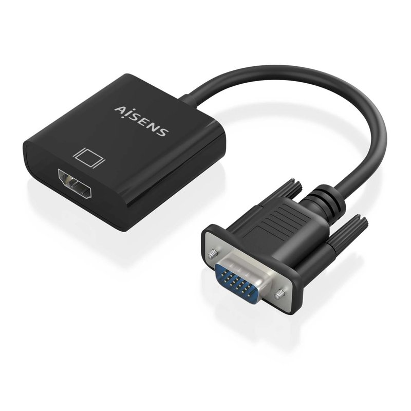 AISENS Cable conversor SVGA+Audio a HDMI, SVGA/M+Jack 3.5/H+USB MicroB/H-HDMI A/H, Negro, 20cm