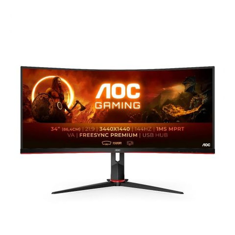 AOC G2 CU34G2X/BK pantalla para PC 86,4 cm (34") 3440 x 1440 Pixeles Quad HD LED Negro, Rojo