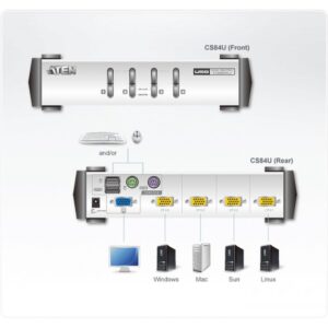 ATEN Switch KVM VGA PS/2-USB de 4 puertos ATEN Switch KVM VGA PS/2-USB de 4 puertos