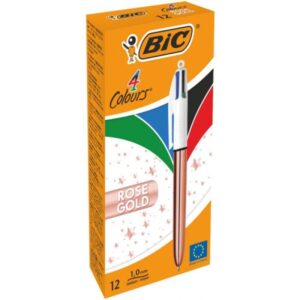 BOLÍGRAFO 4 COLORES PINK GOLD BIC 504894 | PACK 12 UNIDADES