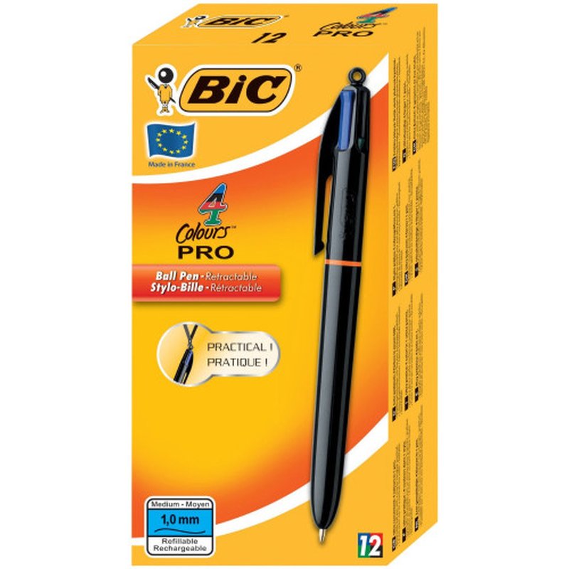BOLÍGRAFO 4 COLORES PRO BIC 982869 | PACK 12 UNIDADES BOLÍGRAFO 4 COLORES PRO BIC 982869 | PACK 12 UNIDADES