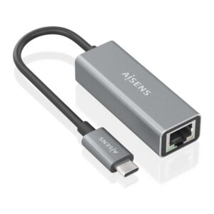 AISENS Conversor USB3.1 Gen1 USB-C a ethernet Gigabit 10/100/1000 Mbps, Gris, 15cm