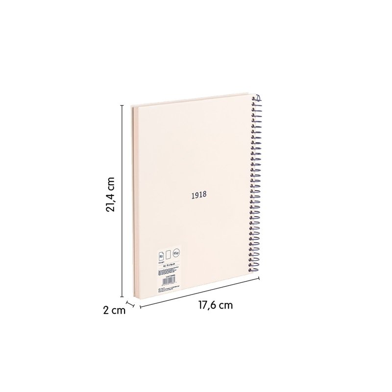 CUADERNO A5 CON ESPIRAL Y TAPA DURA, 80 HOJAS BLANCAS DE 95 GR/M, COLECCIÓN 430 SINCE 1918, BEIGE MILAN 57151E80BG