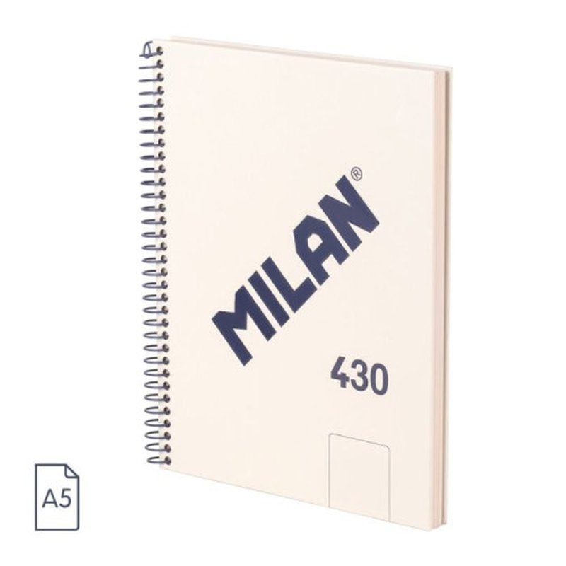 CUADERNO A5 CON ESPIRAL Y TAPA DURA, 80 HOJAS BLANCAS DE 95 GR/M, COLECCIÓN 430 SINCE 1918, BEIGE MILAN 57151E80BG - Imagen 3