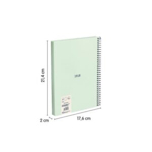 CUADERNO A5 CON ESPIRAL Y TAPA DURA, 80 HOJAS BLANCAS DE 95 GR/M, COLECCIÓN 430 SINCE 1918, VERDE MILAN 57151E80GR