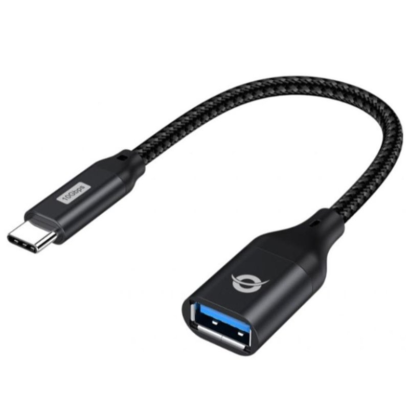 Conceptronic ABBY18B cambiador de género para cable USB-C USB-A Negro