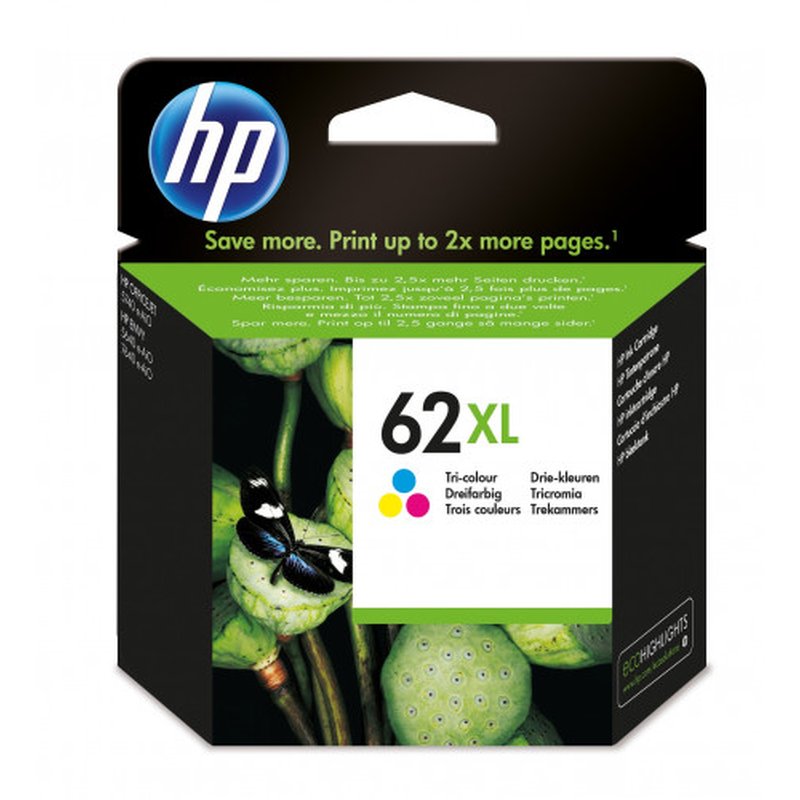 HP Cartucho de tinta original 62XL de alta capacidad tricolor - Imagen 2