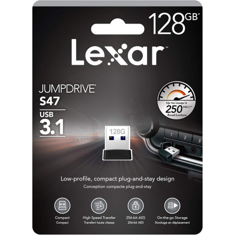 Lexar JumpDrive S47 unidad flash USB 128 GB USB tipo A 3.2 Gen 1 (3.1 Gen 1) Negro Lexar JumpDrive S47 unidad flash USB 128 GB USB tipo A 3.2 Gen 1 (3.1 Gen 1) Negro