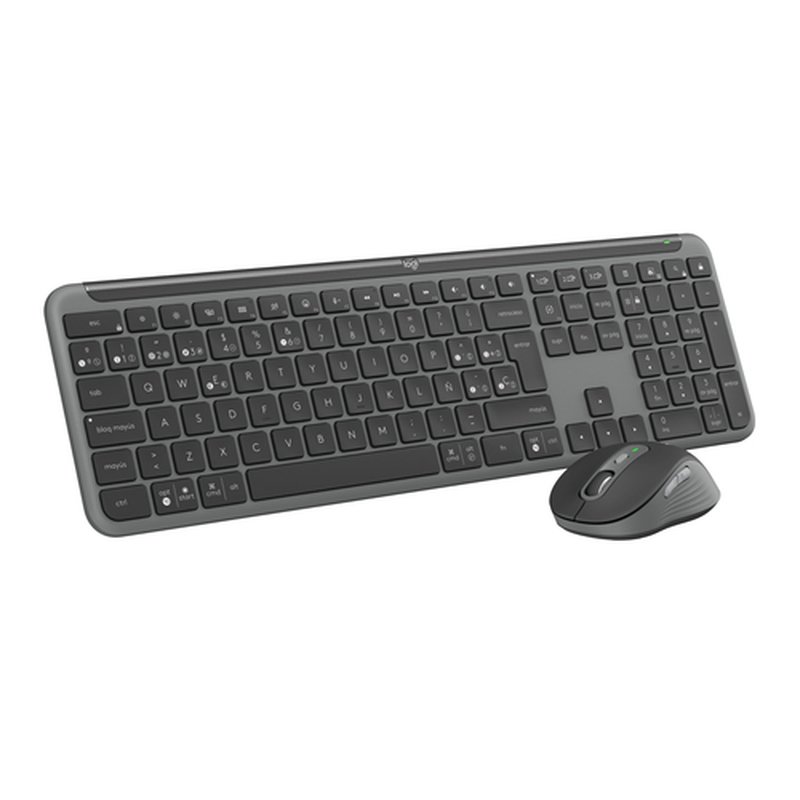 Logitech MK950 Signature Slim, teclado y ratón inalámbricos, diseño elegante, escritura y clics discretos, uso alternante de 3 dispositivos, Bluetooth, multisistema operativo, para Windows y Mac, QWERTY Español, Grafito