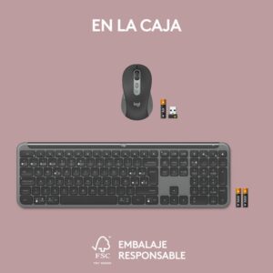 Logitech MK950 Signature Slim, teclado y ratón inalámbricos, diseño elegante, escritura y clics discretos, uso alternante de 3 dispositivos, Bluetooth, multisistema operativo, para Windows y Mac, QWERTY Español, Grafito