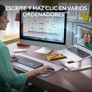 Logitech MK950 Signature Slim, teclado y ratón inalámbricos, diseño elegante, escritura y clics discretos, uso alternante de 3 dispositivos, Bluetooth, multisistema operativo, para Windows y Mac, QWERTY Español, Grafito