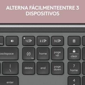 Logitech MK950 Signature Slim, teclado y ratón inalámbricos, diseño elegante, escritura y clics discretos, uso alternante de 3 dispositivos, Bluetooth, multisistema operativo, para Windows y Mac, QWERTY Español, Grafito