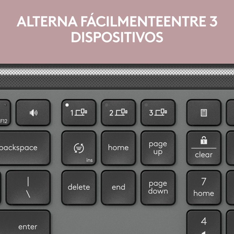 Logitech MK950 Signature Slim, teclado y ratón inalámbricos, diseño elegante, escritura y clics discretos, uso alternante de 3 dispositivos, Bluetooth, multisistema operativo, para Windows y Mac, QWERTY Español, Grafito - Imagen 7