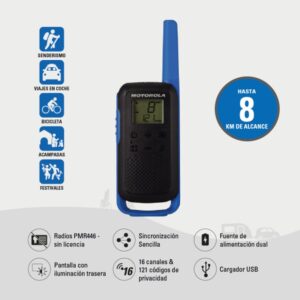 Motorola Talkabout T62 two-way radios 16 canales 446.00625 - 446.19375 MHz Negro, Rojo