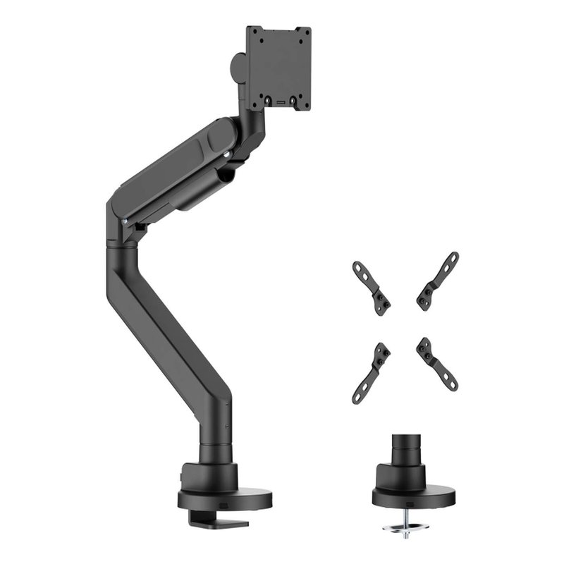 AISENS Soporte de mesa pro contrapeso giratorio e inclinable para monitor/TV 27kg (3 pivotes, 1 brazo) de 24-57, Negro