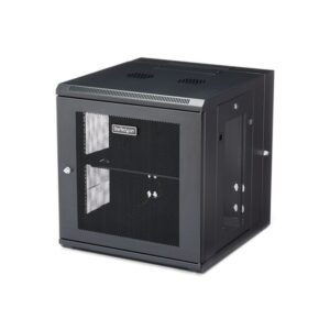 StarTech.com Armario de Red 12U 19" para Montaje en Pared - Armario para Equipos Informáticos con 50cm/20" de Profundidad y 4 Columnas - Puerta con Bisagras y Estante - Cisco 3850, 2960