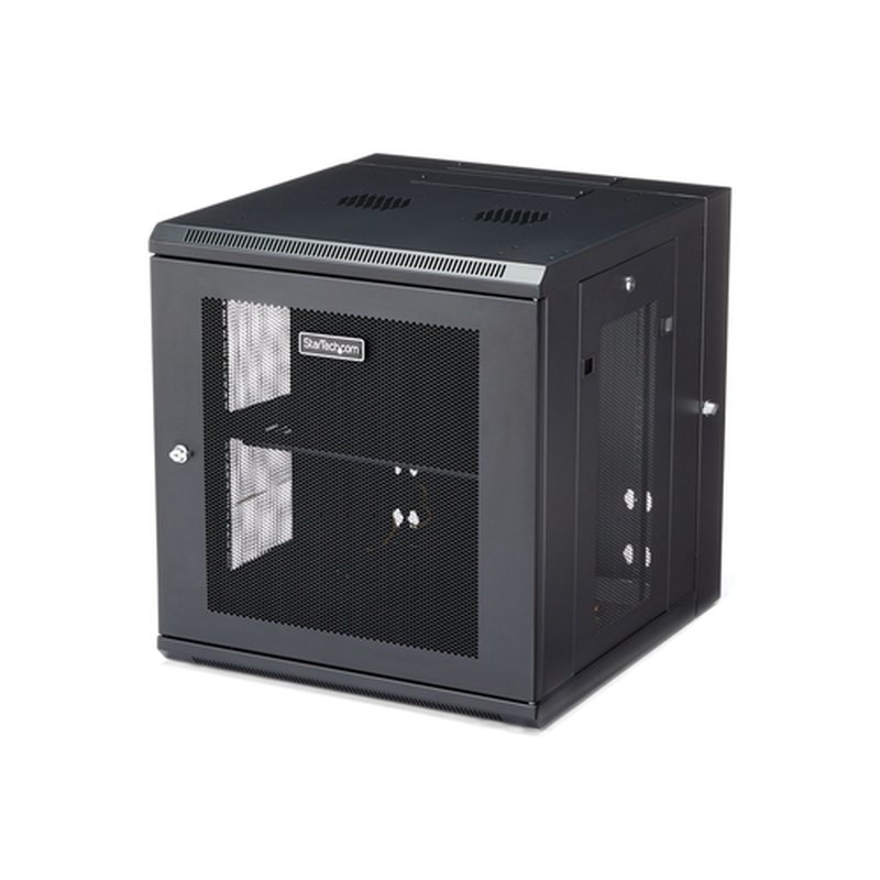 StarTech.com Armario de Red 12U 19" para Montaje en Pared - Armario para Equipos Informáticos con 50cm/20" de Profundidad y 4 Columnas - Puerta con Bisagras y Estante - Cisco 3850, 2960
