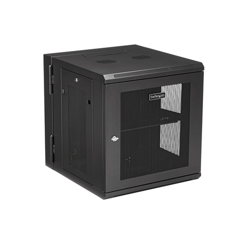 StarTech.com Armario de Red 12U 19" para Montaje en Pared - Armario para Equipos Informáticos con 50cm/20" de Profundidad y 4 Columnas - Puerta con Bisagras y Estante - Cisco 3850, 2960 - Imagen 2