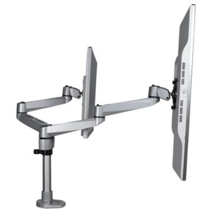 StarTech.com Brazo Articulado Prémium para Dos Monitores de hasta 30" - Soporte VESA de Altura Ajustable - Montaje Mordaza/Ojal en Escritorio - con Rotación, Inclinación y Giro - Plata