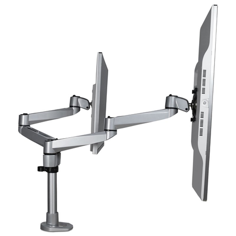 StarTech.com Brazo Articulado Prémium para Dos Monitores de hasta 30" - Soporte VESA de Altura Ajustable - Montaje Mordaza/Ojal en Escritorio - con Rotación, Inclinación y Giro - Plata - Imagen 6
